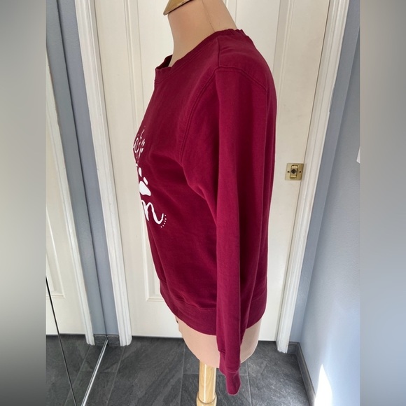 Cat Mom Graphic Burgundy Knit Sweatshirt Top Kitty Lover - Picture 5 of 8